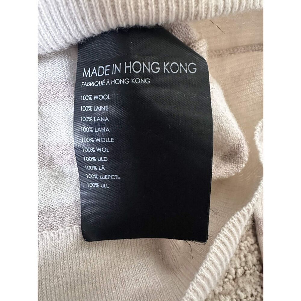 Club Monaco 100% Wool Striped V Neck Sweater Womens XXS Beige Taupe Lightweight - Picture 5 of 7